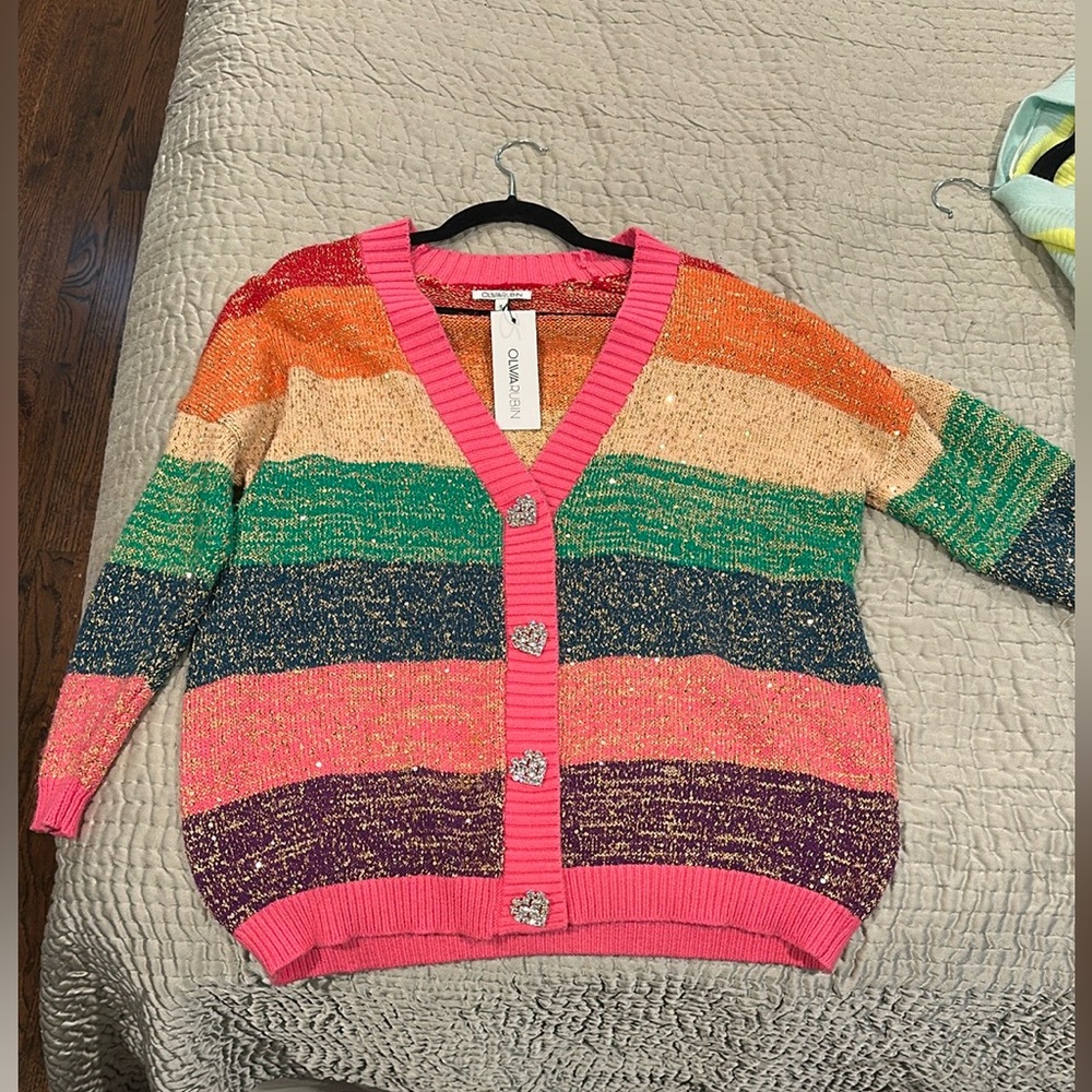 NWT Olivia Rubin - Mika Cardigan Rainbow Stripe - Small